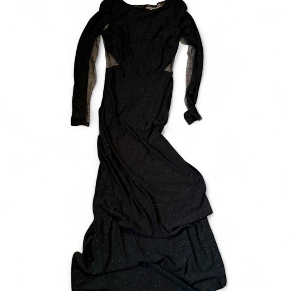 Sultry Mesh Cutout Open Back Sparkle Celestial Whimsygoth Slit Dress Womens M